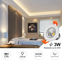 Inshareplus 2 Inch Led Downlight, 3W Recessed Lighting Cob Dimmable, 3000K Warm White, Cri80, Silver, Led Ceiling Lights With Led Driver, 6 Pack