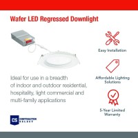 Juno Wf6 Reg Sww5 90Cri Mw M6 Canless Wafer Recessed Led Downlight Shallow Regressed Baffled Trim Style 6Inch Matte White