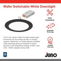 Juno Wf6 Sww5 90Cri Mb M6 Round Baffle Led Downlight 120 Volts 2700K3000K3500K4000K5000K Triac Dimming Ultrathin 6Inc