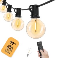 Yuusei Outdoor String Lights With Remote 50 Ft, G40 Globe Led Outdoor Lights For Patio With 25+1 Shatterproof G40 Bulbs, Ip45 Waterproof Lights For Outside,Backyard,Bistro,Cafe,Market, Warm White