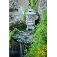 Teresa'S Collections Pagoda Garden Statues With Solar Outdoor Light, Resin Zen Garden Lantern Asian Decor Outdoor Statues Lawn Ornaments Patio Porch Yard Decor Gifts For Mom 12.6'' (Stone Finish)