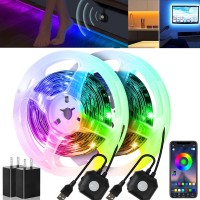 2 Set 9.84Ft Motion Sensor Under Bed Lights, App Control Bed Led Lights,Motion Activated Led Light Strip, Night Strip Light, Stairs Light With Usb 5V Color Changing Led Lights For Cabinet Bedroom