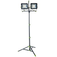 Powersmith 20,000 Lumen Dual-Head Led Work Lights With Stand, Adjustable Metal Flip-Lock Tripod, 9Ft Grounded Power Cord, Impact Resistant Lens, Sealed Power Switches, And 2 Year Warranty