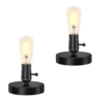 Licperron Vintage Table Lamp Base, E26 E27 Industrial Desk Lamp With Plug In Cord On/Off Switch Bedside Lamp Holder For Home Lighting Decor, 2 Pack