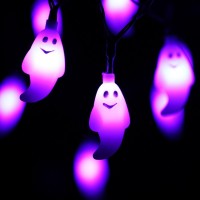 Recesky 60 Led Halloween String Lights 194Ft Purple Ghost String Light With 30V Plug In Extendable 8 Modes Halloween Lightin