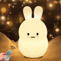 Whadarren Night Light For Kids Bunny Night Light Silicone Nursery Light For Baby And Toddler Squishy Night Light For Kids Ro