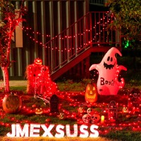 Jmexsuss 2 Pack Red Halloween Lights 100 Led 427Ft Solar Halloween Lights Outdoor Waterproof 8 Modes Red Lights For Hallowee