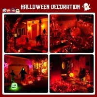 Jmexsuss 2 Pack Red Halloween Lights 100 Led 427Ft Solar Halloween Lights Outdoor Waterproof 8 Modes Red Lights For Hallowee