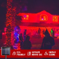 Jmexsuss 2 Pack Red Halloween Lights 100 Led 427Ft Solar Halloween Lights Outdoor Waterproof 8 Modes Red Lights For Hallowee