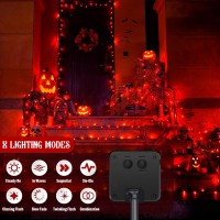 Jmexsuss 2 Pack Red Halloween Lights 100 Led 427Ft Solar Halloween Lights Outdoor Waterproof 8 Modes Red Lights For Hallowee