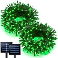 Jmexsuss 2 Pack Green Solar Christmas Lights, Each 100 Led 42.7Ft Solar Outdoor String Lights With 8 Lighting Modes Waterproof For St Patrick'S Day Decorations (Green Wire)