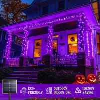 Jmexsuss 2 Pack Purple Solar Lights Outdoor Waterproof 100 Led 427Ft Purple Halloween Lights 8 Modes Solar Halloween Lights