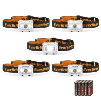 Everbrite Led Headlamp, 4 Lighting Modes, Pivoting Head With Adjustable Headband, Ipx4 Water Resistant Perfect For Running, Camping And Hiking, 3 Aaa Battery Powered(5 Pack)