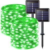 Jmexsuss 2 Pack Green Solar Halloween Lights Total 66Ft 200 Led Green Solar Lights Outdoor Waterproof Green Halloween Lights F