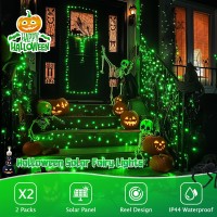 Jmexsuss 2 Pack Green Solar Halloween Lights Total 66Ft 200 Led Green Solar Lights Outdoor Waterproof Green Halloween Lights F