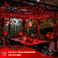 Jmexsuss 2 Pack Red Solar Halloween Lights Total 66Ft 200 Led Solar Fairy Lights Outdoor Waterproof Red Solar String Lights Fo