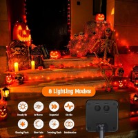 Jmexsuss 2 Pack Orange Solar Halloween Lights 33Ft 100 Led Orange Halloween Lights Outdoor Waterproof Orange Solar Lights For