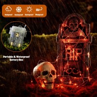 Jmexsuss 2 Pack Halloween Fairy Lights Battery Operated Total 400 Led 132Ft Orange Halloween Twinkle Lights With Remote 8 Mode