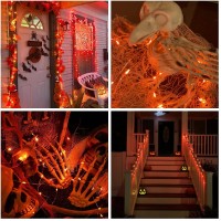 Jmexsuss 2 Pack Halloween Fairy Lights Battery Operated Total 400 Led 132Ft Orange Halloween Twinkle Lights With Remote 8 Mode