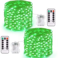 Jmexsuss 2 Pack 200 Led Christmas Fairy Lights Battery Operated, 66Ft Christmas String Lights With Remote, 8 Modes Twinkle Lights For Bedroom Party Xmas Tree Mantel Wreath Indoor Outdoor Decor, Green