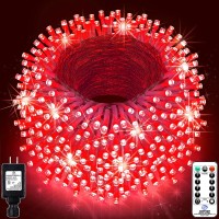 Knonew 403Ft 1000 Led String Lights Outdoor Christmas Lights 8 Modes & Timer Fairy Light Plug In Waterproof Led String Lights For Xmas Yard Tree Wedding Party Holiday Decorations (Red)