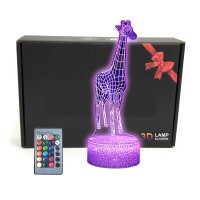 Tripro Giraffe 3D Illusion Led Table Animals Lamp Decor Room Night Light With Greeting Card 16 Colors Remote Bedroom Decorations Toy Gifts For Fathers,Mothers,Dad,Girls,Men,Women,Kids,Boys,Teens