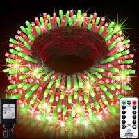 Knonew 403Ft 1000 Led String Lights Outdoor Christmas Lights 8 Modes & Timer Fairy Light Plug In Waterproof Led String Lights For Xmas Yard Tree Wedding Party Holiday Decorations (Red And Green)