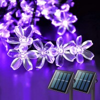 Jmexsuss 2 Pack Purple Solar Flower String Lights Each 306Ft 50 Led Solar Powered Christmas Lights Outdoor Waterproof 8 Modes