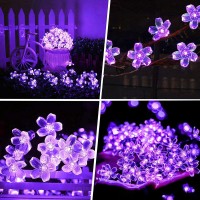 Jmexsuss 2 Pack Purple Solar Flower String Lights Each 306Ft 50 Led Solar Powered Christmas Lights Outdoor Waterproof 8 Modes