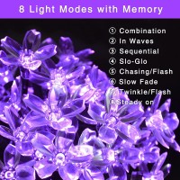 Jmexsuss 2 Pack Purple Solar Flower String Lights Each 306Ft 50 Led Solar Powered Christmas Lights Outdoor Waterproof 8 Modes