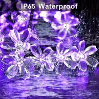 Jmexsuss 2 Pack Purple Solar Flower String Lights Each 306Ft 50 Led Solar Powered Christmas Lights Outdoor Waterproof 8 Modes