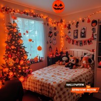 Jmexsuss 500 Led Orange Halloween Lights Outdoor 173Ft Halloween String Lights Plug In Waterproof 8 Modes Orange String Lights