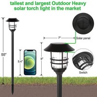 Zoohar Solar Outdoor Lights,Extra-Tall Solar Torches With Flickering Flame 4-Pack Waterproof Garden Lights,Stainless Steel Pathway Lighting Garden Decor, Yard Decorations Outdoor Auto On/Off