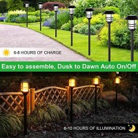 Zoohar Solar Outdoor Lights,Extra-Tall Solar Torches With Flickering Flame 4-Pack Waterproof Garden Lights,Stainless Steel Pathway Lighting Garden Decor, Yard Decorations Outdoor Auto On/Off