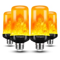 Hompavo ?Upgraded? Led Flame Light Bulbs, 4 Modes Flickering Light Bulbs With Upside Down Effect, E26/E27 Flame Bulb For Halloween, Christmas, Party, Indoor And Outdoor Home Decoration (4 Pack)