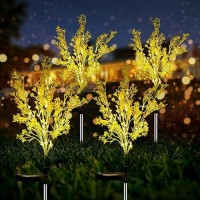 Neporal Garden Solar Lights Outdoor Waterproof Ip65 4 Pack Dusk To Dawn Golden Solar Flowers Solar Garden Lights Outdoor For Ga