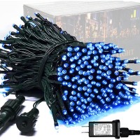 Jmexsuss 250 Led Blue Christmas String Lights Outdoor Waterproof, 91.5Ft Extendable Green Wire Christmas Tree Lights With 8 Modes & Timer Function For Home Party Garden Patio Christmas Decorations