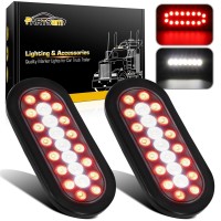 Partsam 2Pcs 63 Inch Oval Led Stop Turn Tail Lights With Reverse Lights Red And White Clear Lens 23 Led Sealed 63 Inch Oval L