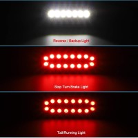 Partsam 2Pcs 63 Inch Oval Led Stop Turn Tail Lights With Reverse Lights Red And White Clear Lens 23 Led Sealed 63 Inch Oval L