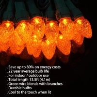 Kaisnova Fall String Lights Thanksgiving Lights Outdoor Plug In 13.5Ft 50 Leds Orange Lights String C3 Christmas Decorations Lights Outdoor Ul Certified Fall Outdoor Lights For Weddings Party