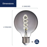 Flsnt G25 Dimmable Globe Led Edison Bulbs, 5000K Daylight Decorative Led Spiral Filaments Light Bulbs, 40W Equivalent, E26 Base, 160Lm, 90+ High Cri, Smoky Grey Glass, 4 Pack