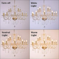 Gold Color Luxurious Candle Crystal Chandelier 15 Lights K9 Modern Crystal Chandelier For Dining Room Glass Ceiling Pendant La