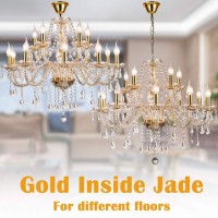 Gold Color Luxurious Candle Crystal Chandelier 15 Lights K9 Modern Crystal Chandelier For Dining Room Glass Ceiling Pendant La