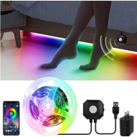 Auplf Motion Activated Under Bed Lights, 9.84Ft 5050 Rgb Color Changing Led Strip Lights With Sensor, App Control And Music Sync, Dimmable Night Light With Automatic Shut Off Timer For Bedroom