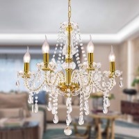 Gold Color Luxurious Candle Crystal Chandelier 6 Lights K9 Modern Crystal Chandelier For Dining Room Glass Ceiling Pendant Lam