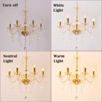 Gold Color Luxurious Candle Crystal Chandelier 6 Lights K9 Modern Crystal Chandelier For Dining Room Glass Ceiling Pendant Lam