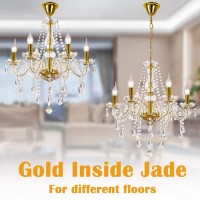 Gold Color Luxurious Candle Crystal Chandelier 6 Lights K9 Modern Crystal Chandelier For Dining Room Glass Ceiling Pendant Lam