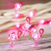 Flavcharm Pink Flamingo String Lights Battery Operated With Remote Fairy Lights 10Ft 30Leds Usb Plug In Summer Tropic Themed Flamingo Decor Lights For Home Party Gifts Decorations