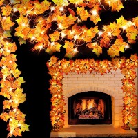 2 Pack Thanksgiving Decorations For Home,Thanksgiving Decor Total 16.4Ft 50Led Maple Leaves String Lights Battery Operated,Fall Decor Lighted Fall Garland Indoor Outdoor Autumn Harvest Halloween Decor