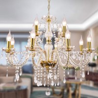 Modern Luxurious Candle Gold Crystal Chandelier 12 Lights K9 Modern Crystal Chandelier For Dining Room Pendant Lamp Ceiling Li